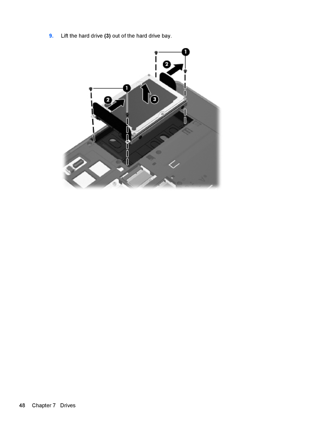 HP LJ475UT manual Lift the hard drive 3 out of the hard drive bay Drives 