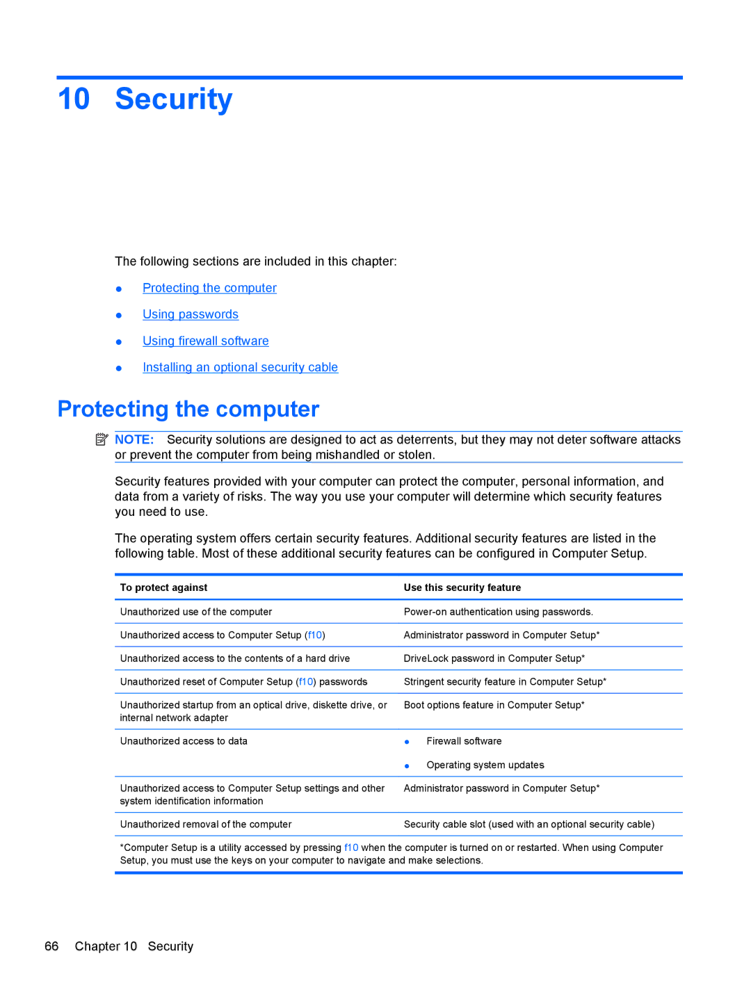 HP LJ475UT manual Security, Protecting the computer 