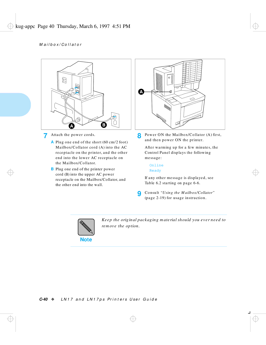 HP LN17 manual Kug-appc Page 40 Thursday, March 6, 1997 451 PM 