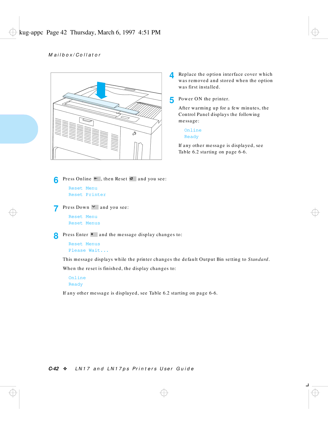 HP LN17 manual Kug-appc Page 42 Thursday, March 6, 1997 451 PM 