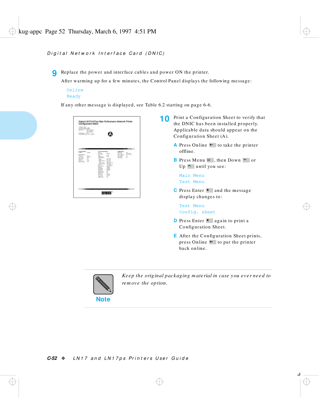 HP LN17 manual Kug-appc Page 52 Thursday, March 6, 1997 451 PM 