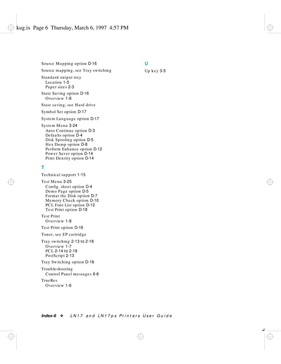 HP LN17 manual Kug.ix Page 6 Thursday, March 6, 1997 457 PM, PCL 2-14 to 