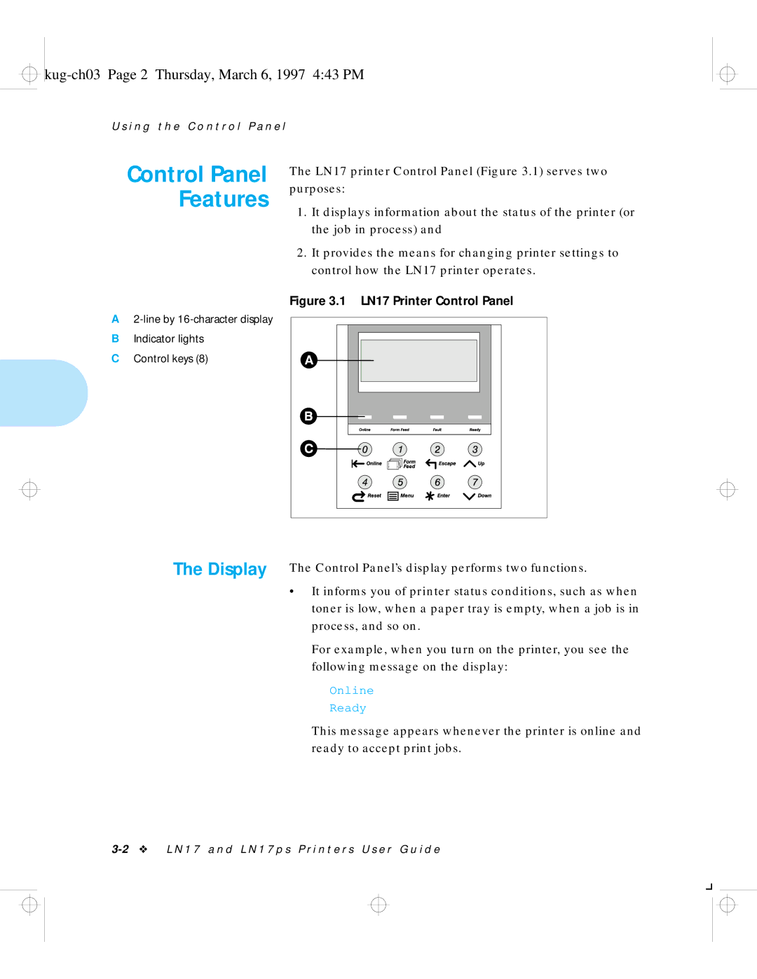 HP LN17 manual Display, Kug-ch03 Page 2 Thursday, March 6, 1997 443 PM 