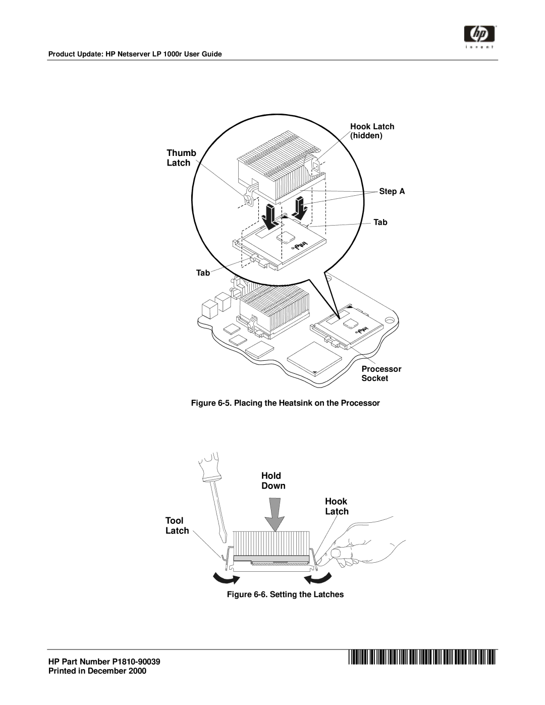 HP LP 1000r manual Thumb Latch, Hold Down Hook Latch Tool 