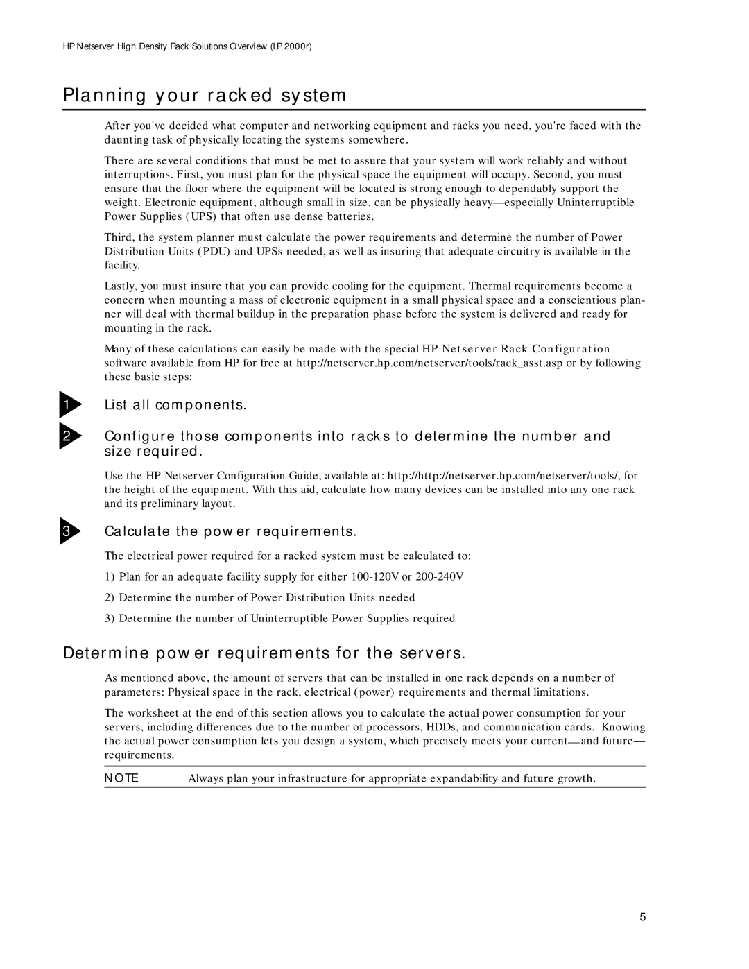 HP LP 2000r manual Planning your racked system, Determine power requirements for the servers 