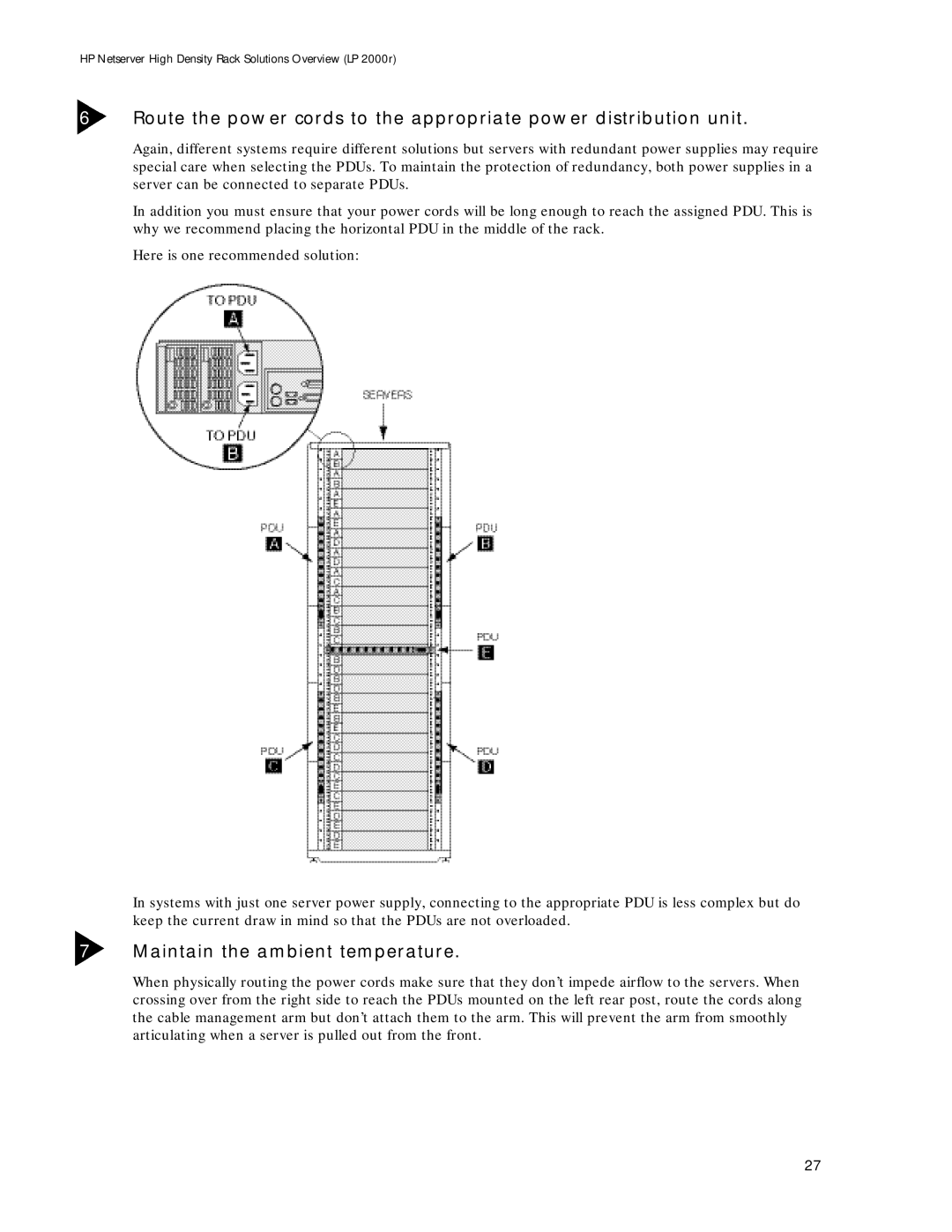 HP LP 2000r manual Maintain the ambient temperature 