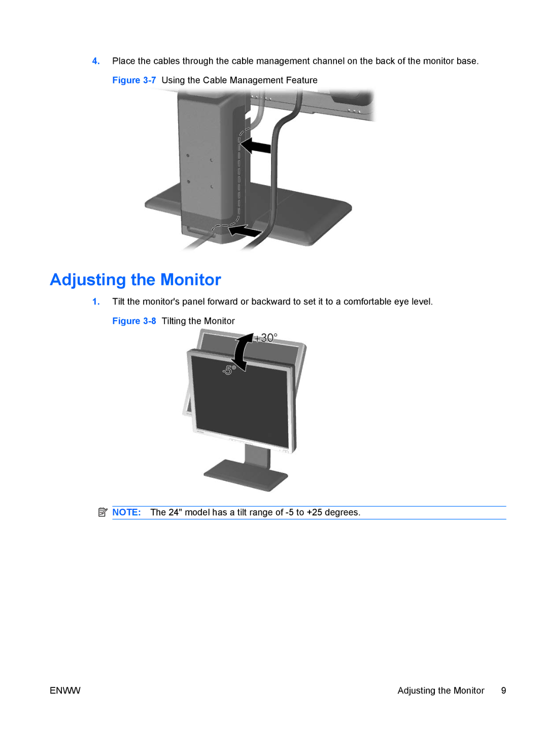 HP LP2465, LP2065 20' manual Adjusting the Monitor 