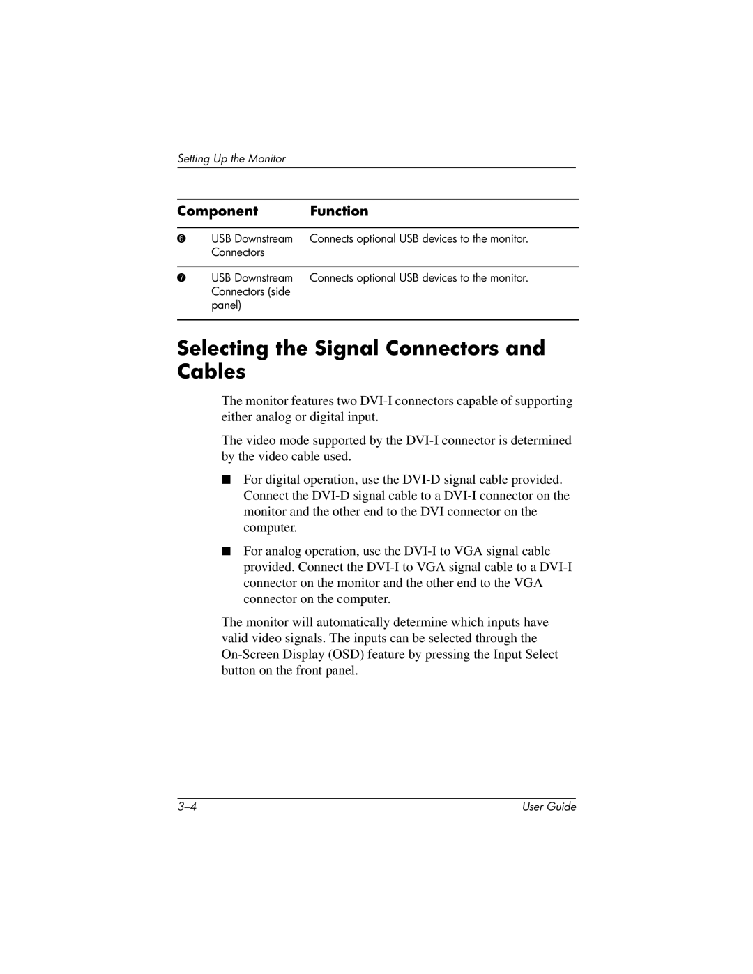 HP LP2065 20' manual Selecting the Signal Connectors and Cables 