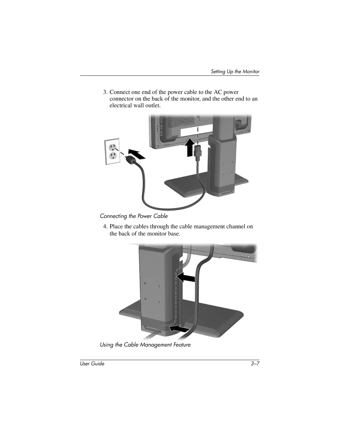 HP LP2065 20' manual Connecting the Power Cable 