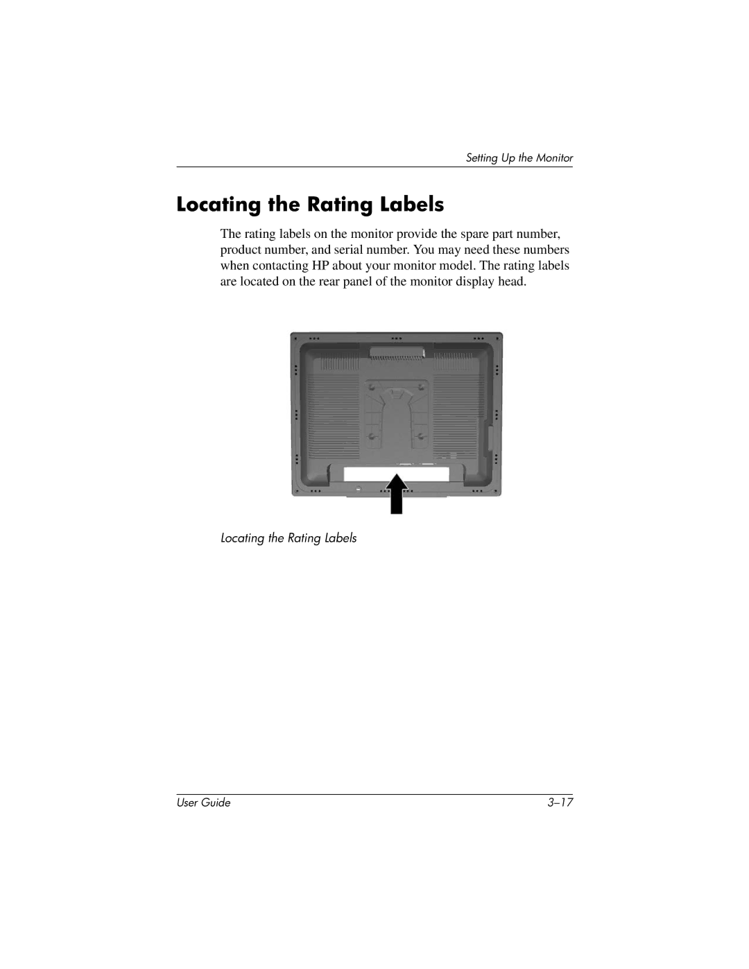 HP LP2065 20' manual Locating the Rating Labels 