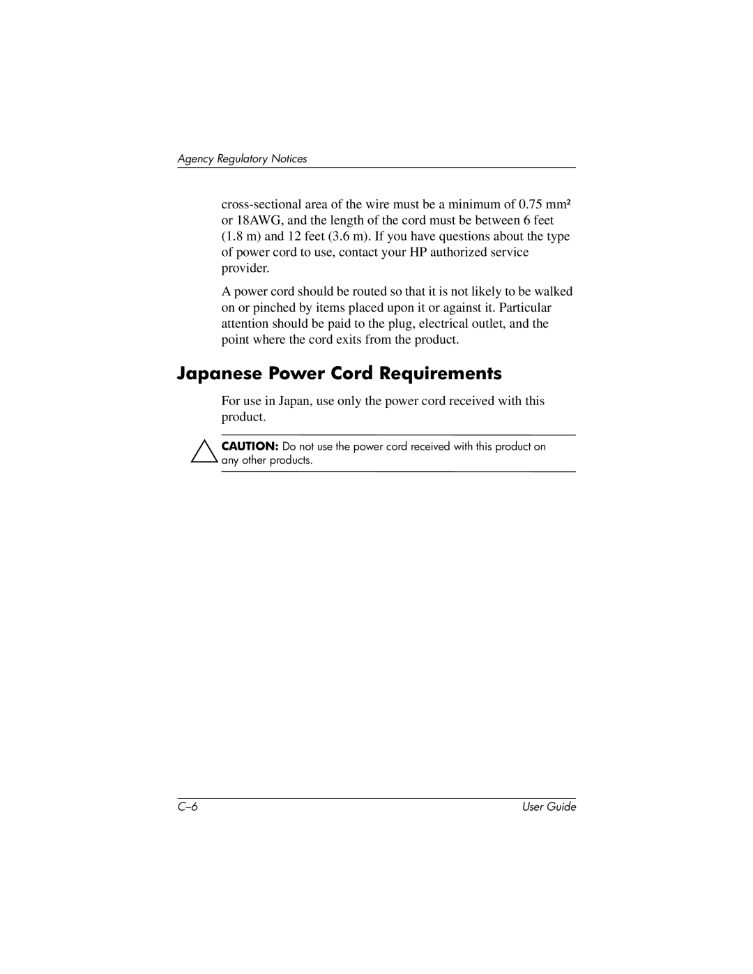 HP LP2065 20' manual Japanese Power Cord Requirements 