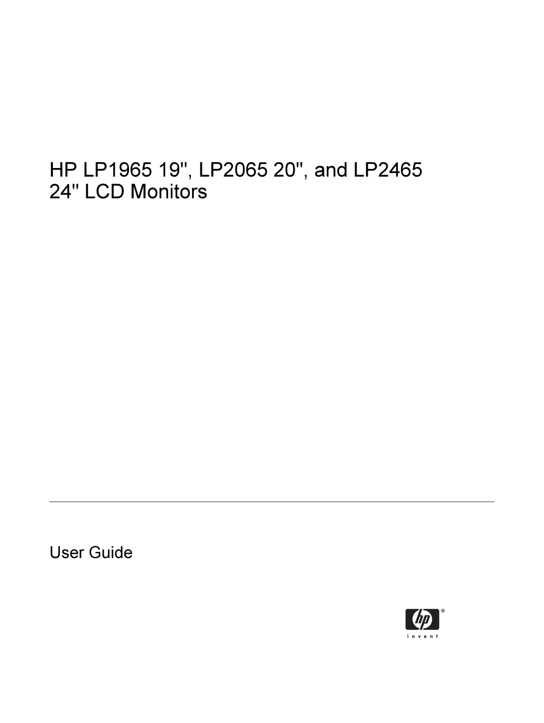 HP manual HP LP1965 19, LP2065 20, and LP2465 24 LCD Monitors 