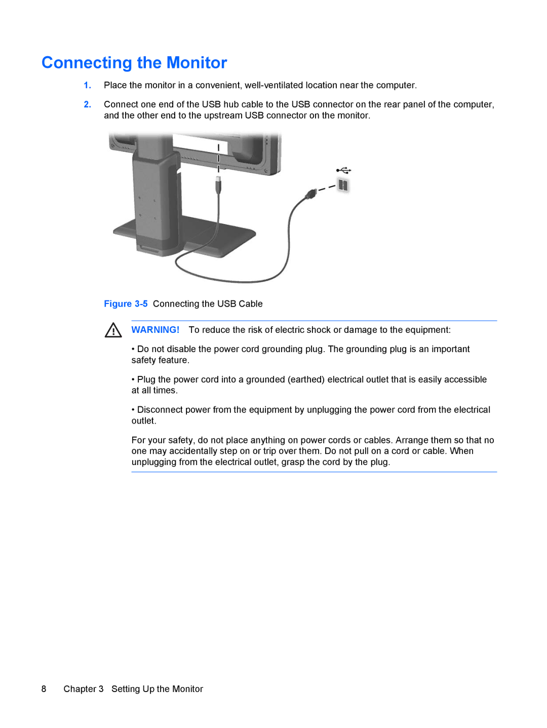 HP LP2465, LP2065, LP1965 manual Connecting the Monitor 