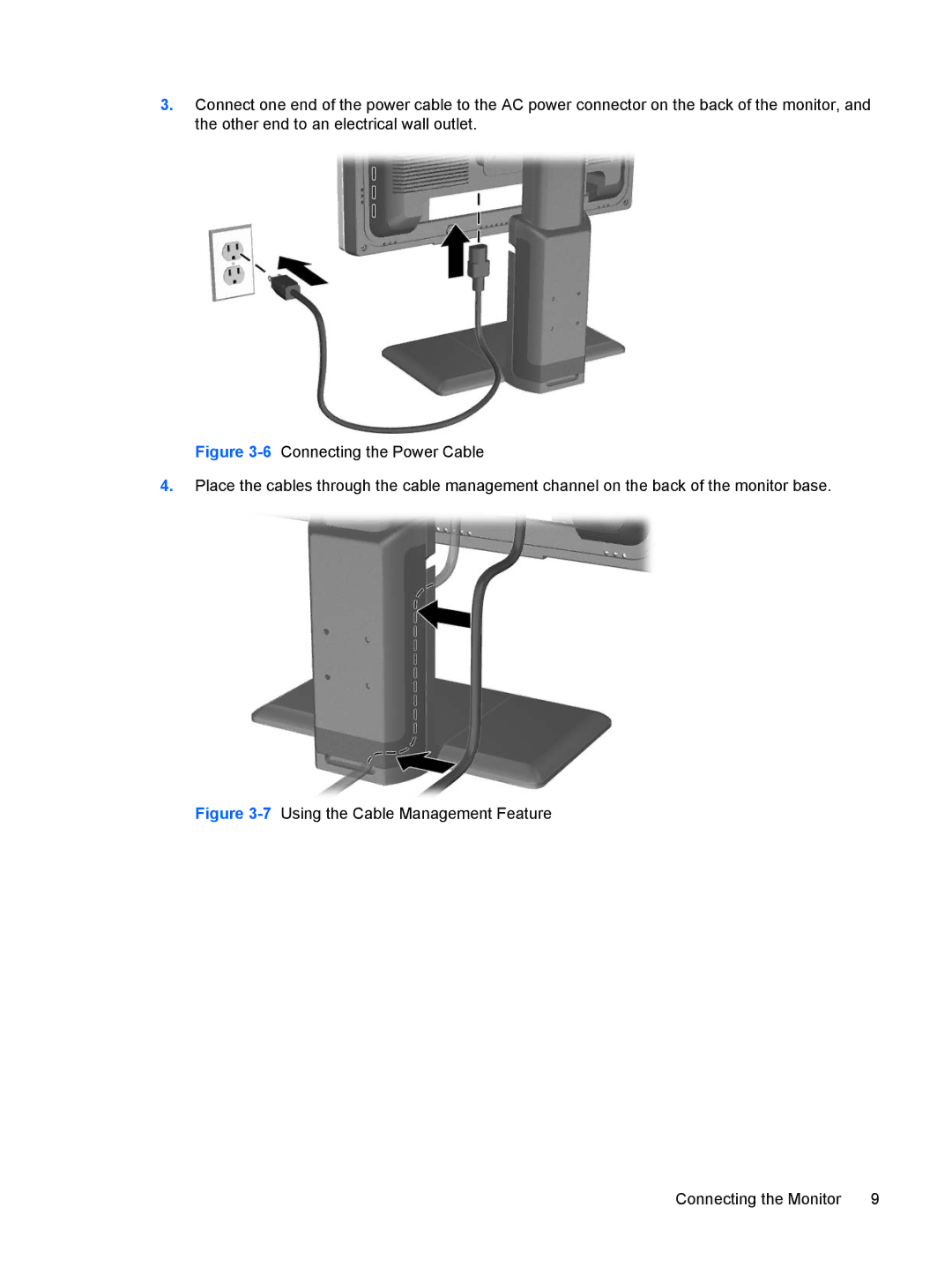 HP LP2065, LP1965, LP2465 manual 7Using the Cable Management Feature 