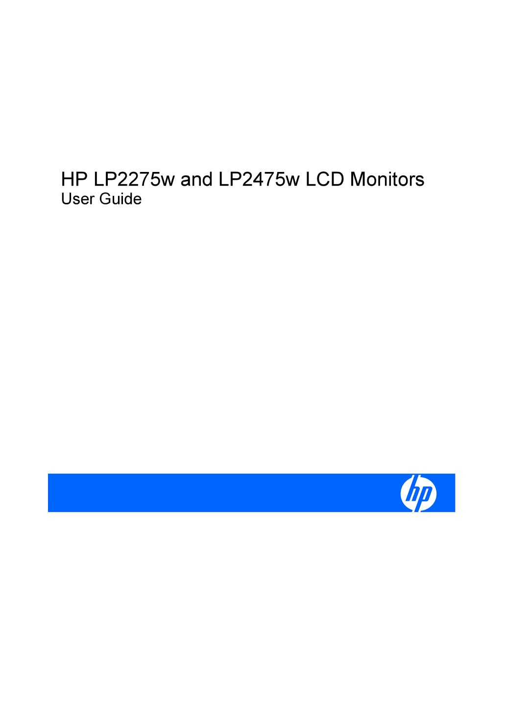 HP LP2275w 22-inch manual HP LP2275w and LP2475w LCD Monitors 