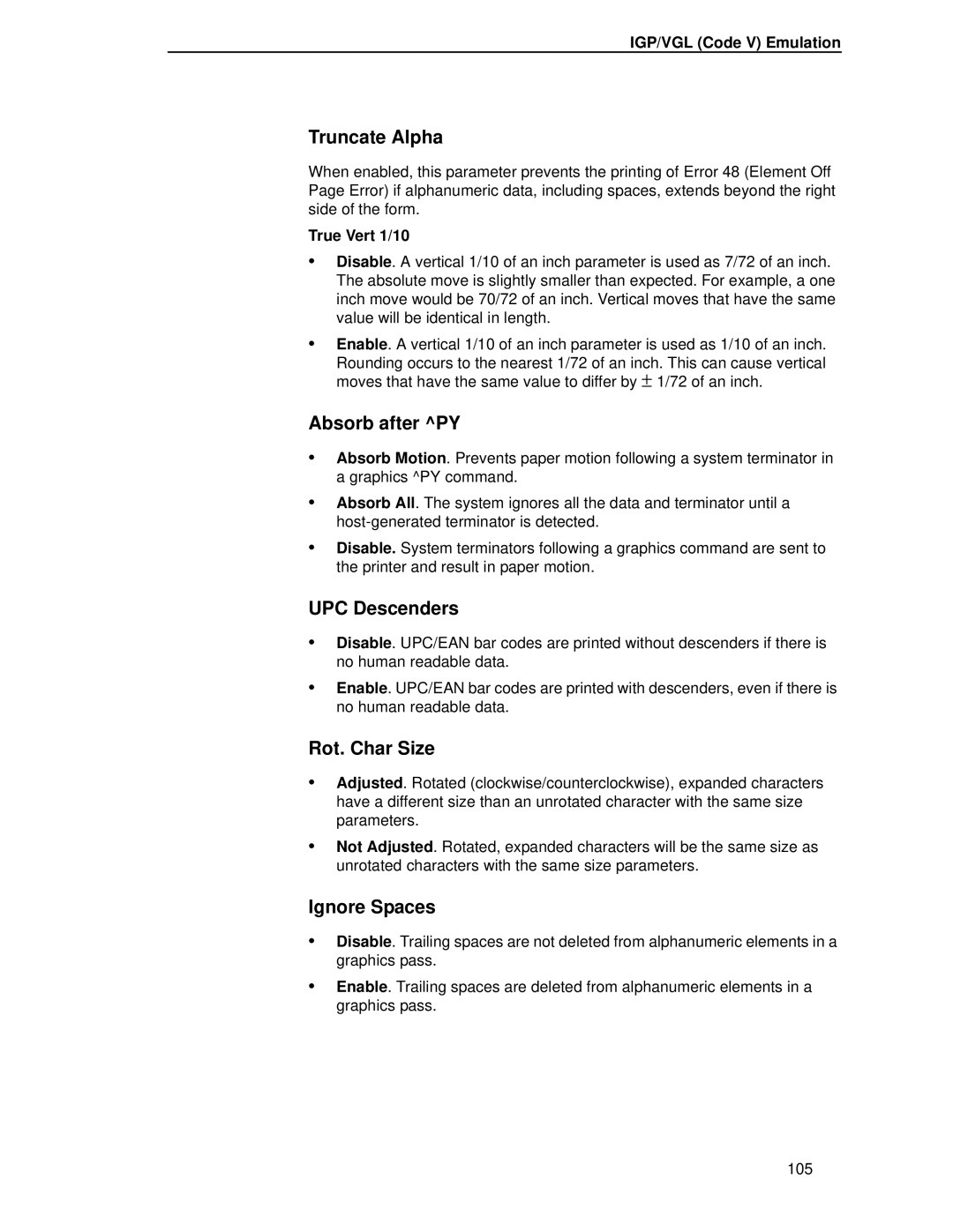 HP LQH-HW 3ULQWHUV manual Truncate Alpha, True Vert 1/10 