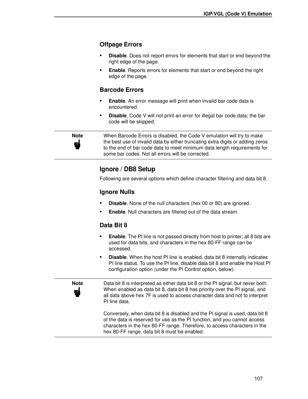 HP LQH-HW 3ULQWHUV manual Ignore / DB8 Setup, Offpage Errors 