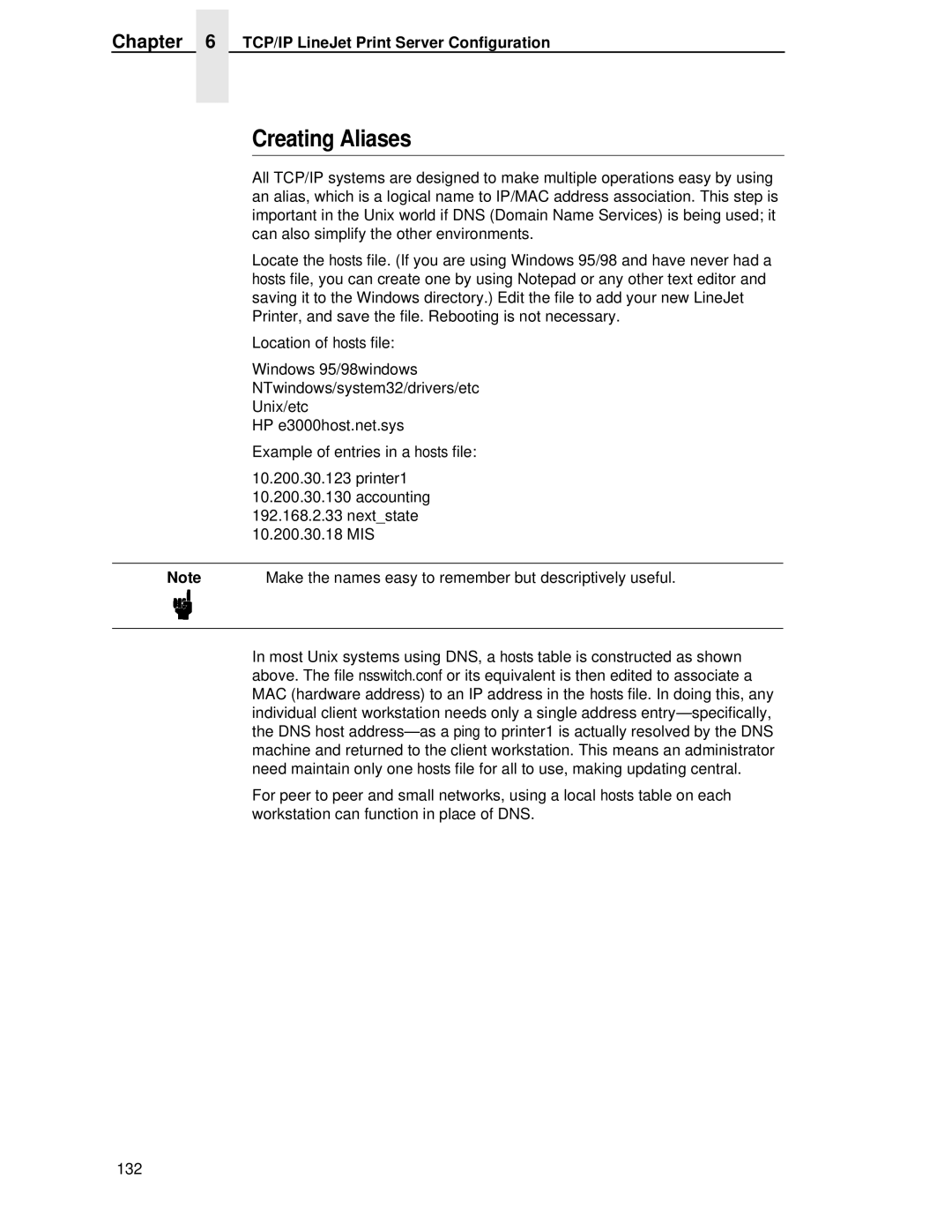 HP LQH-HW 3ULQWHUV manual Creating Aliases, TCP/IP LineJet Print Server Configuration 