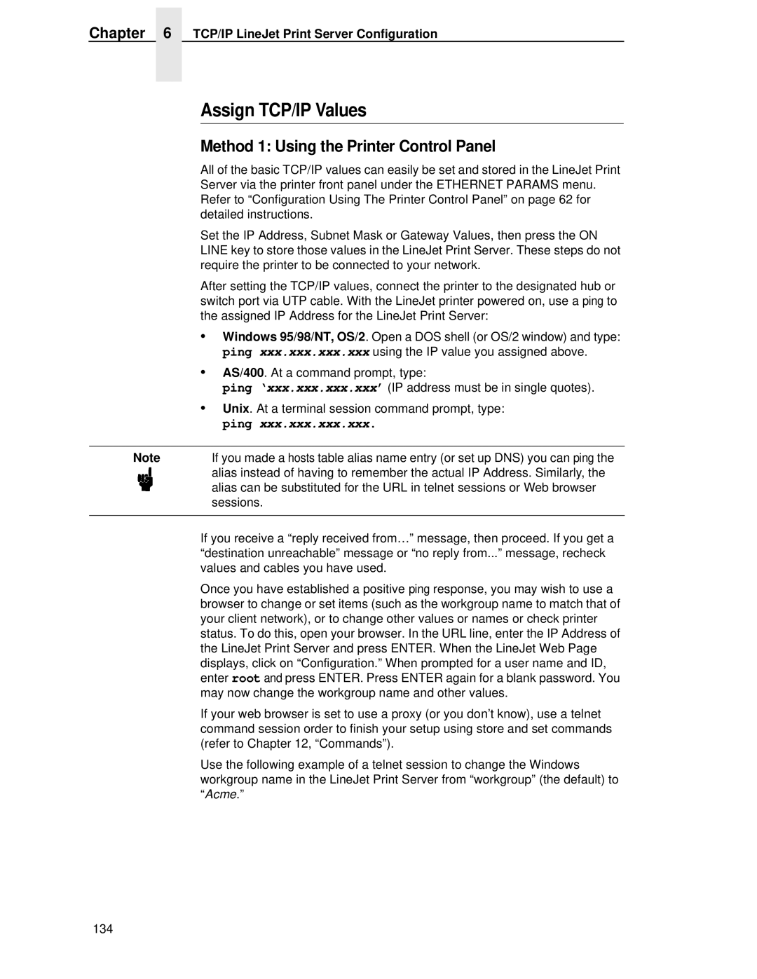 HP LQH-HW 3ULQWHUV manual Assign TCP/IP Values, Method 1 Using the Printer Control Panel 