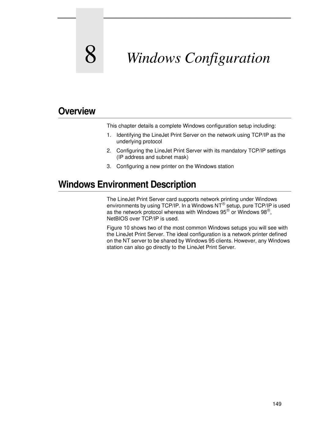 HP LQH-HW 3ULQWHUV manual Windows Configuration, Windows Environment Description 