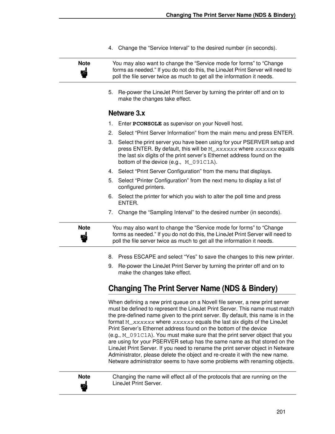 HP LQH-HW 3ULQWHUV manual Changing The Print Server Name NDS & Bindery 