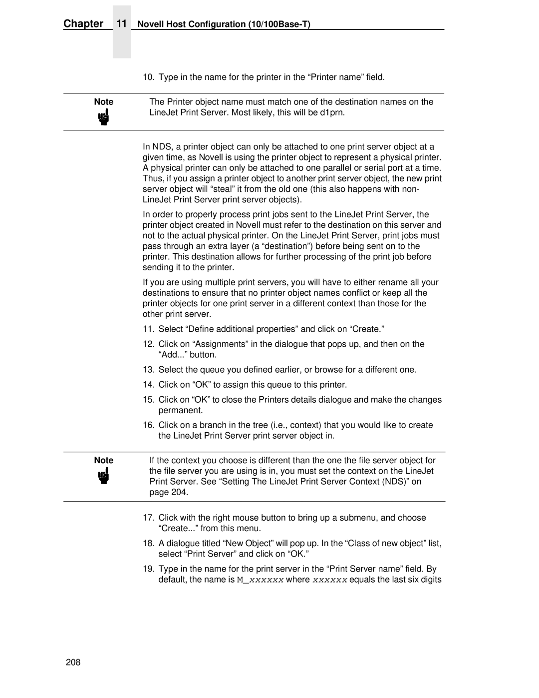 HP LQH-HW 3ULQWHUV manual Novell Host Configuration 10/100Base-T 