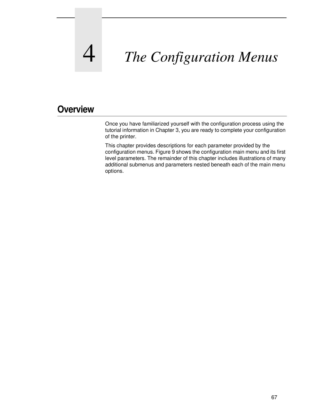 HP LQH-HW 3ULQWHUV manual Configuration Menus, Overview 