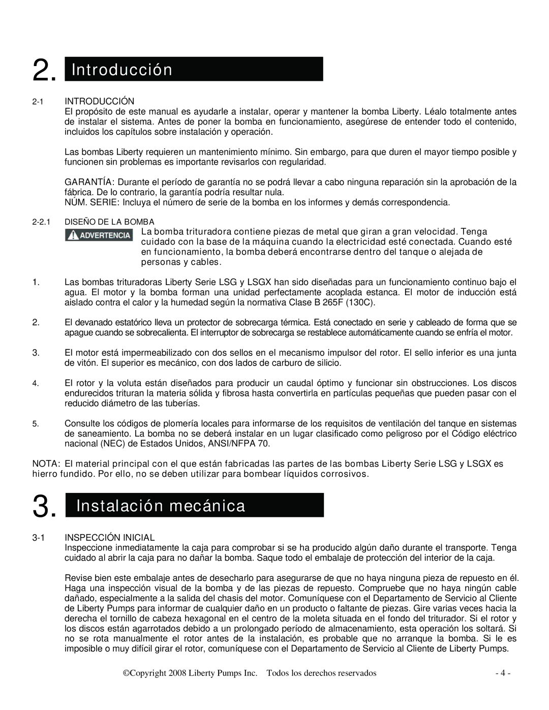 HP LSG202A, LSGX204M, LSGX203M, LSGX202A, LSG204M manual Introducción, Instalación mecánica, 1INTRODUCCIÓN, Inspección Inicial 