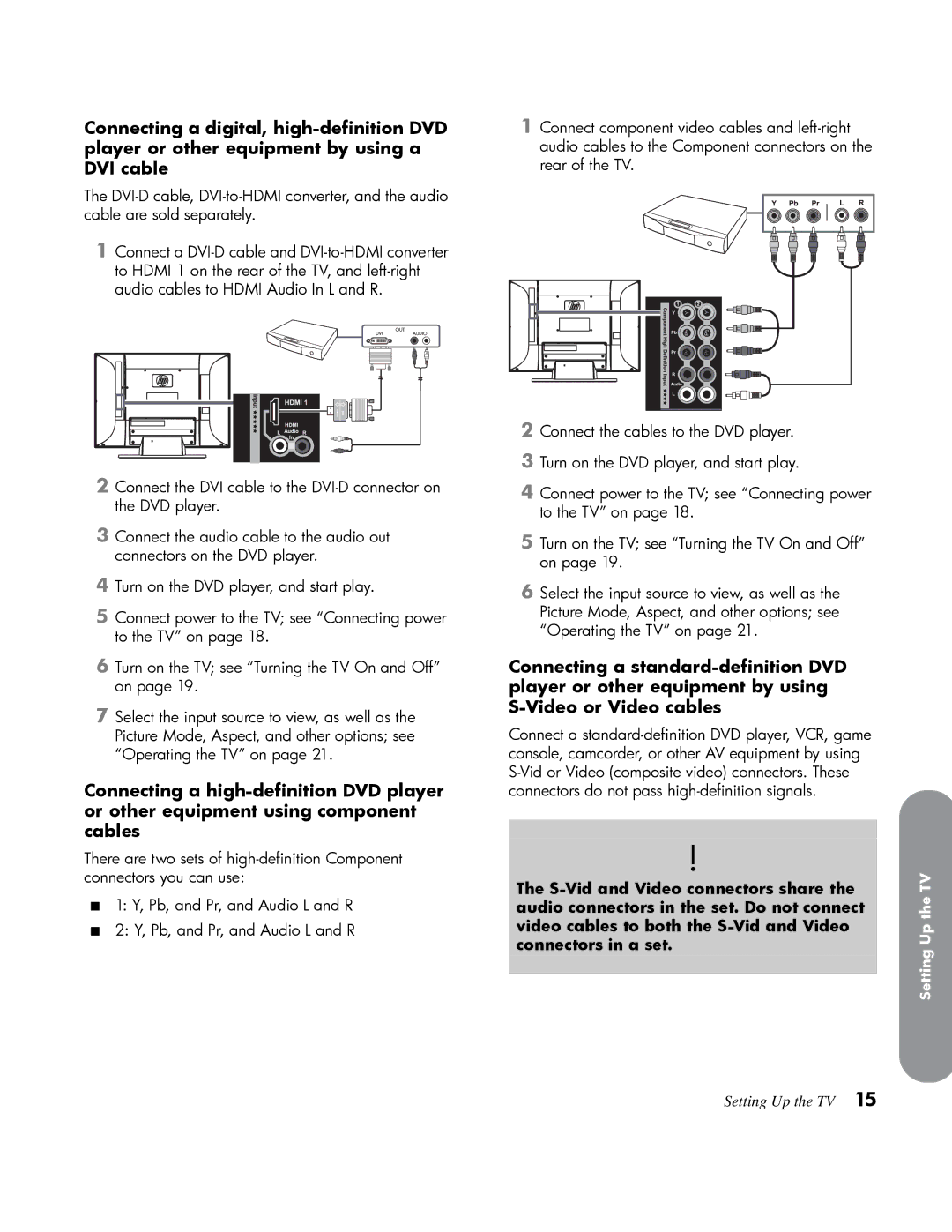 HP LT3200 32 inch Professional manual Setting Up the TV 