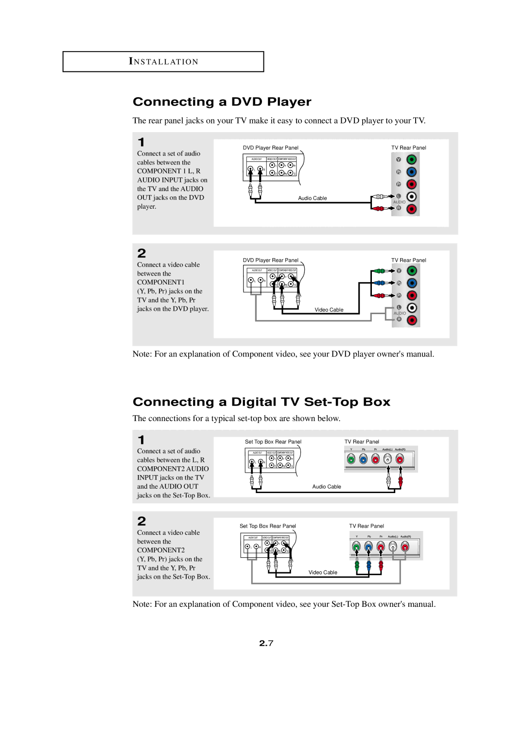 HP LTN1765 manual Connecting a DVD Player, Connecting a Digital TV Set-Top Box 