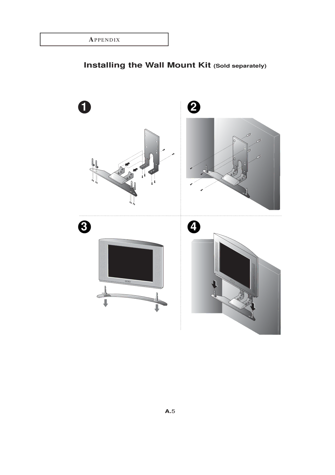 HP LTN1765 manual Installing the Wall Mount Kit Sold separately 