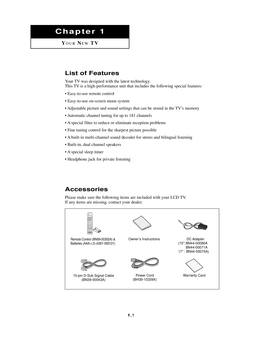 HP LTN1765 manual List of Features, Accessories 