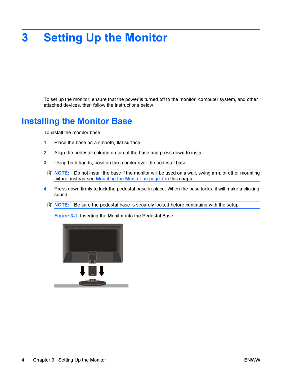 HP LV1561w, LV1561WS, CQ1569 manual Setting Up the Monitor, Installing the Monitor Base 