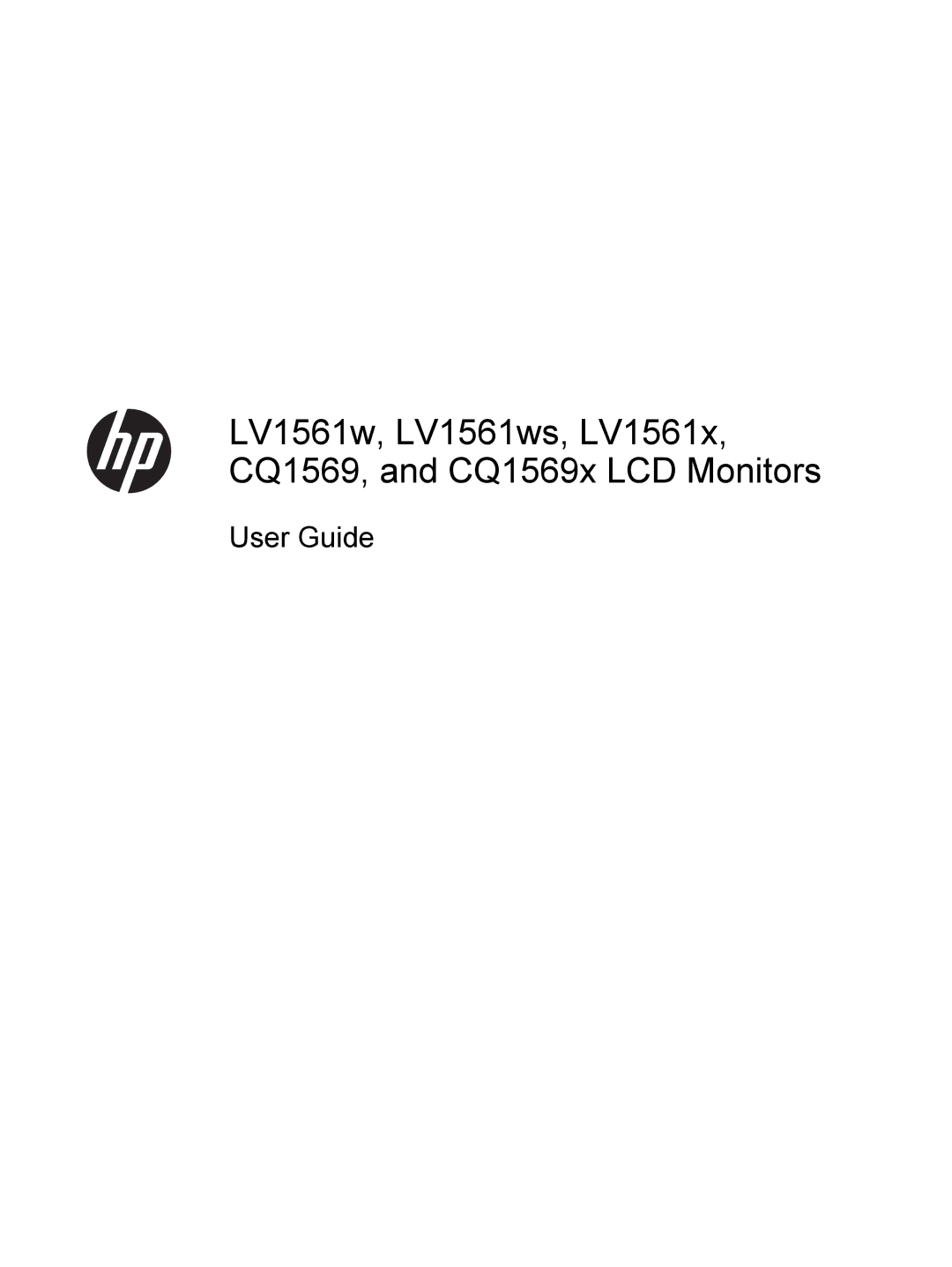 HP CQ1569X, LV1561X manual LV1561w, LV1561ws, LV1561x, CQ1569, and CQ1569x LCD Monitors 