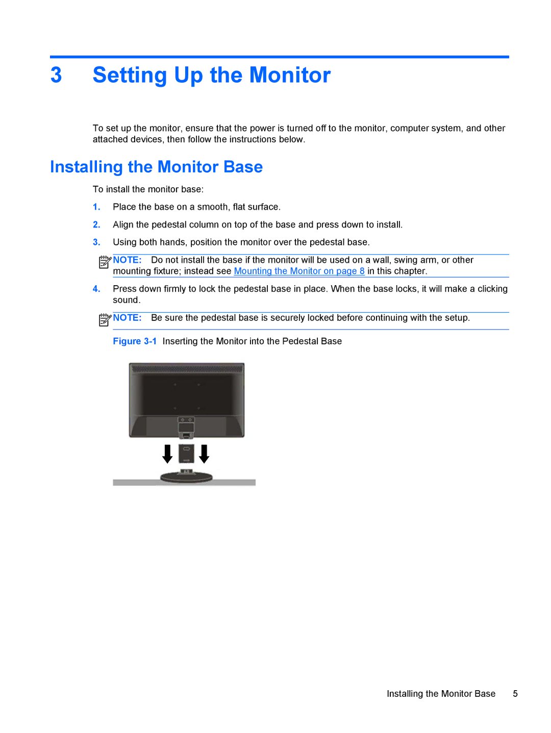 HP CQ1569X, LV1561X manual Setting Up the Monitor, Installing the Monitor Base 