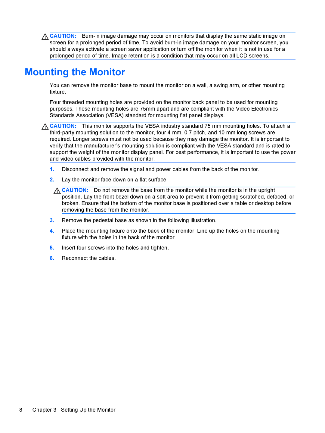 HP LV1561X, CQ1569X manual Mounting the Monitor 