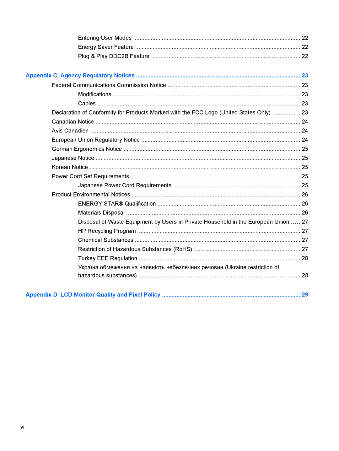 HP LV1561X, CQ1569X manual Appendix C Agency Regulatory Notices 