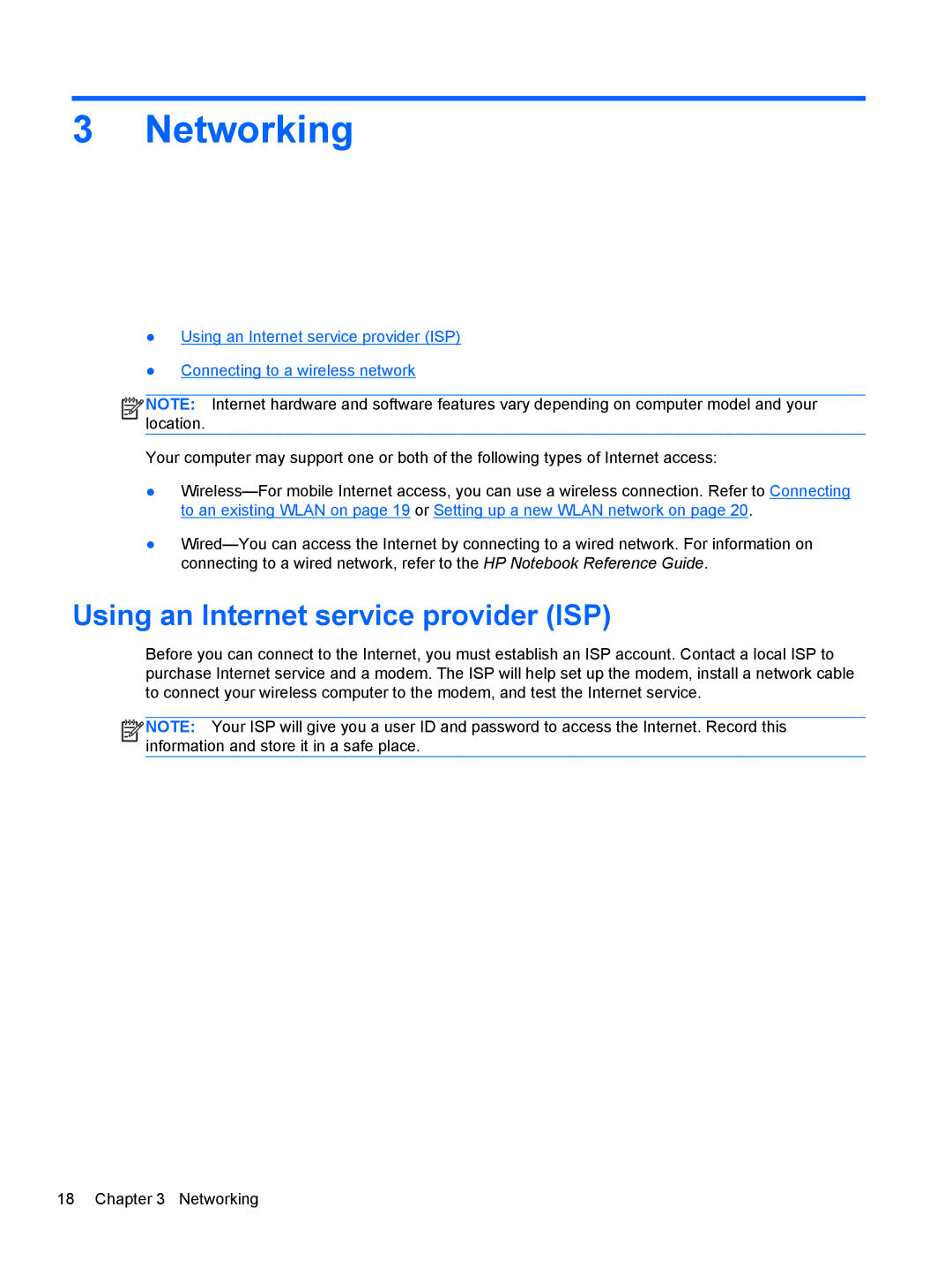 HP LW923AW manual Networking, Using an Internet service provider ISP 