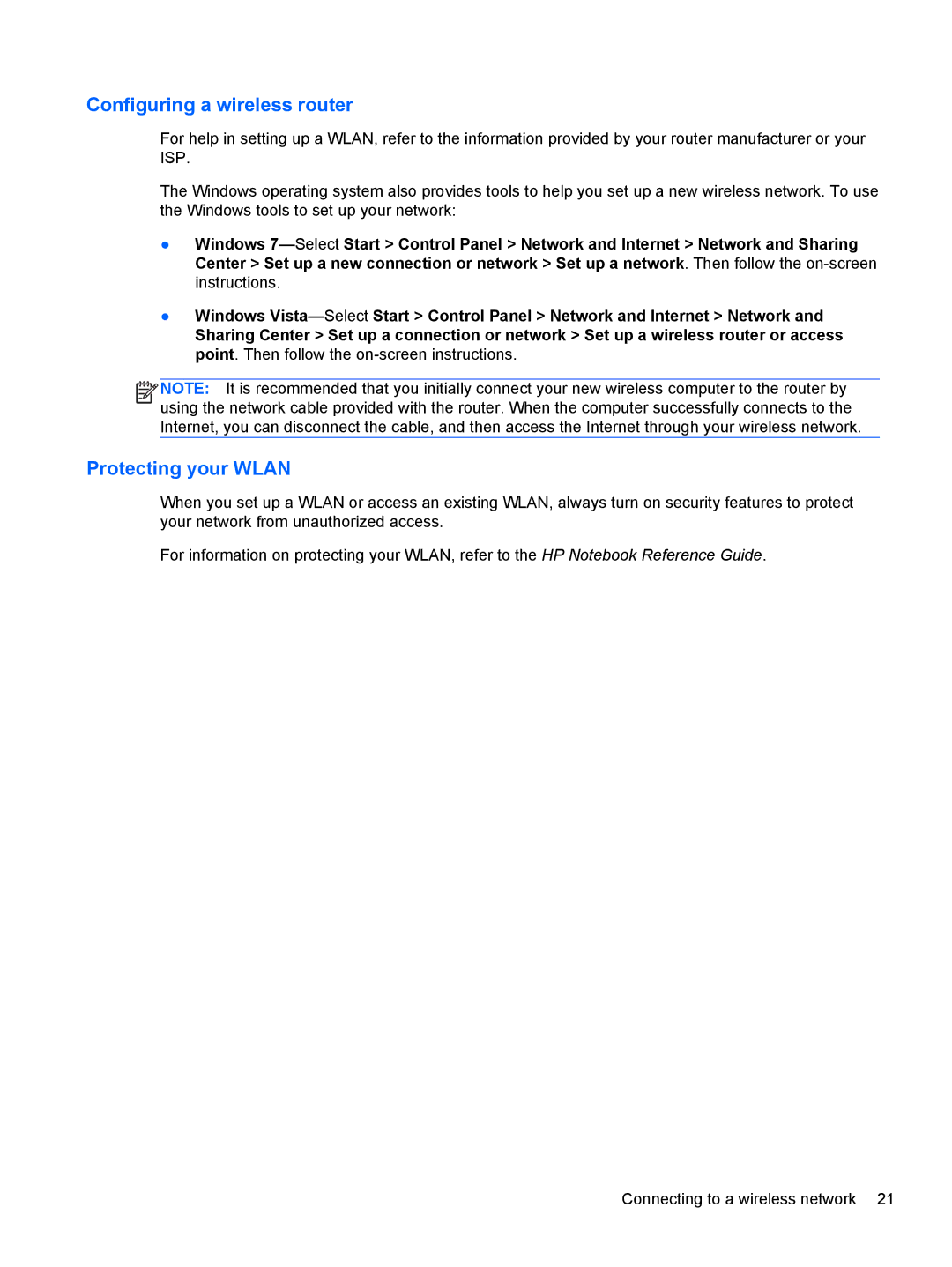 HP LW923AW manual Configuring a wireless router 