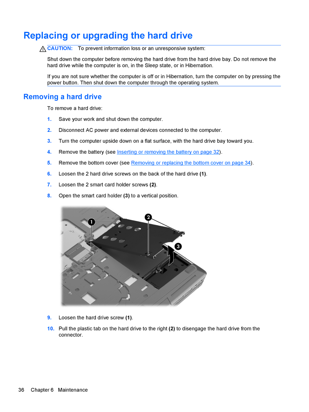 HP LW923AW manual Replacing or upgrading the hard drive, Removing a hard drive 