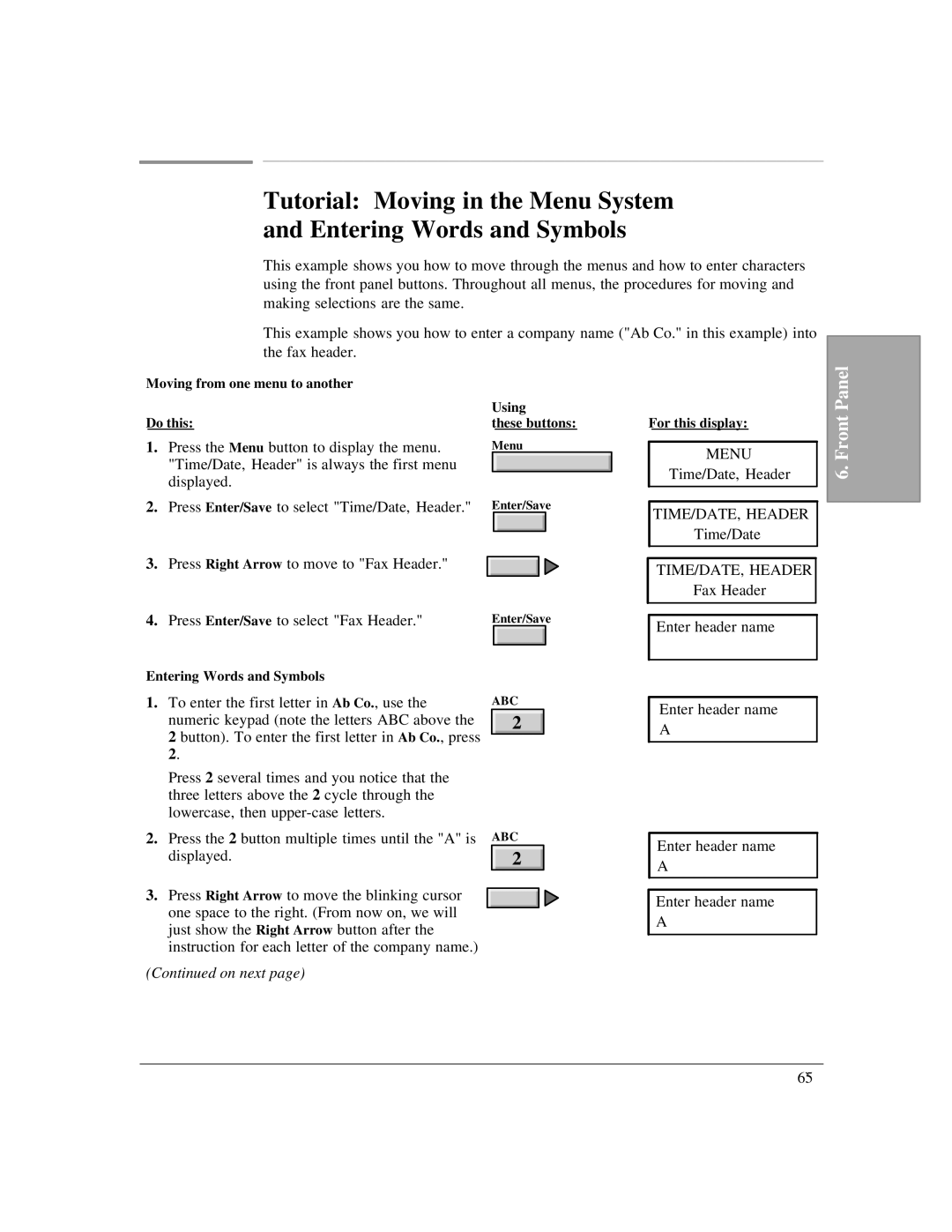 HP LX manual Moving from one menu to another Do this, Using These buttons, Entering Words and Symbols 