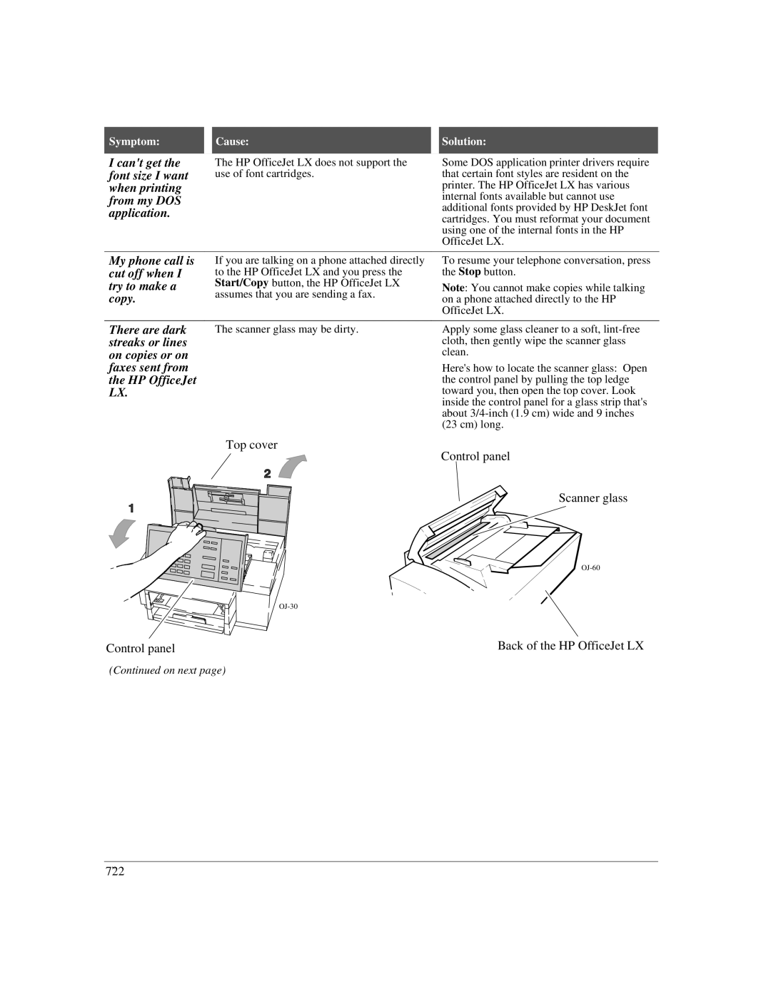 HP LX manual My phone call is cut off when I try to make a copy 