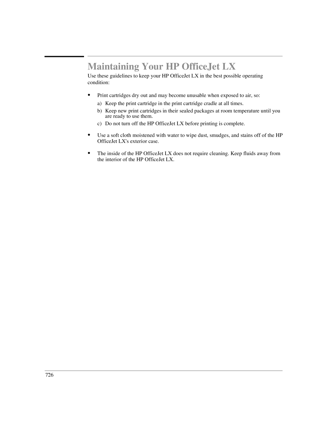 HP manual Maintaining Your HP OfficeJet LX 