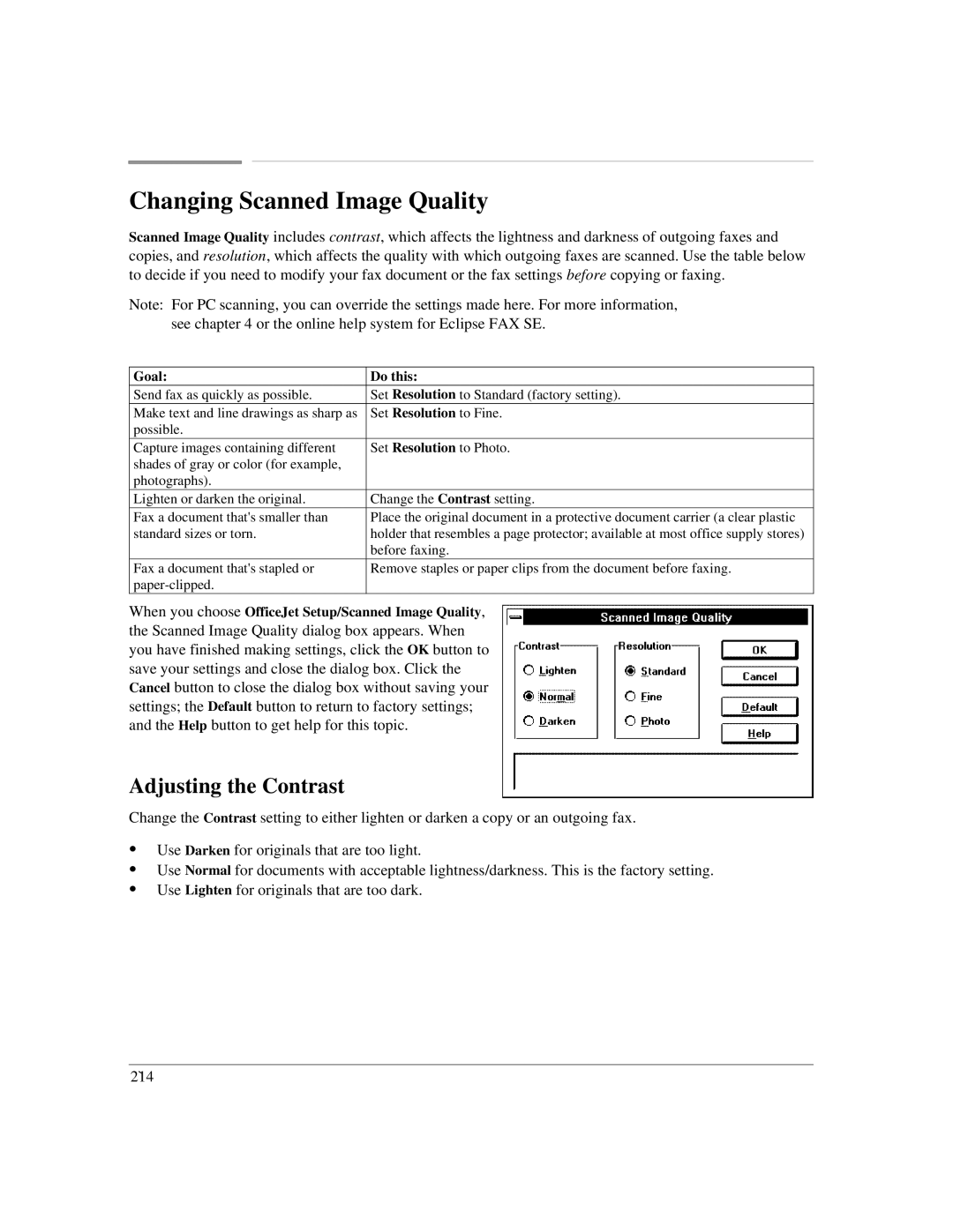 HP LX manual Changing Scanned Image Quality, Adjusting the Contrast, Goal Do this 