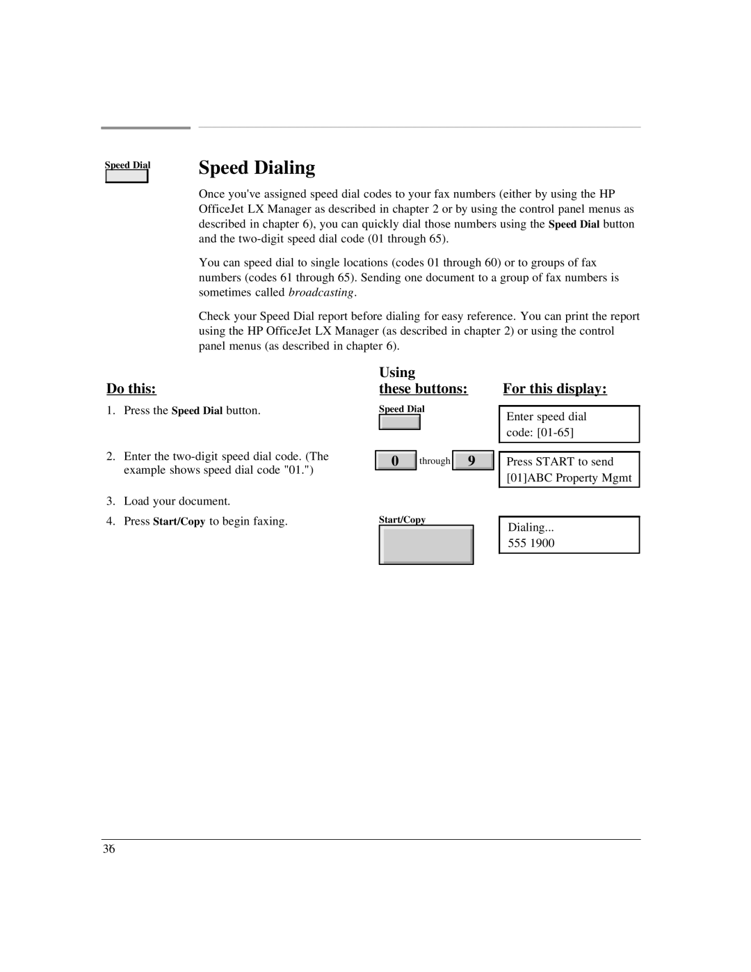 HP LX manual Speed Dialing, Using These buttons, For this display 