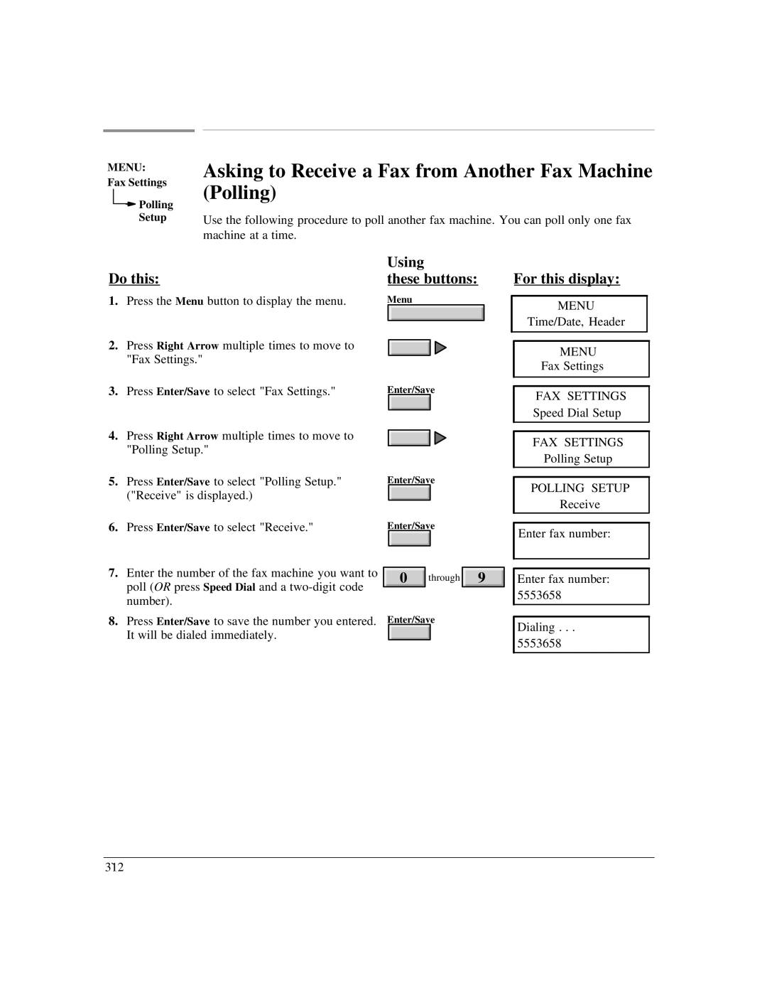 HP LX manual Asking to Receive a Fax from Another Fax Machine Polling, Using, Do this These buttons 