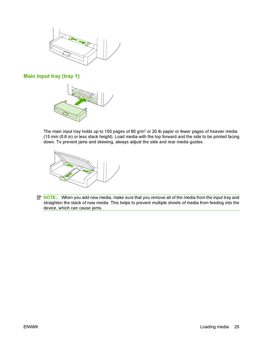 HP M1000 manual Main input tray tray 