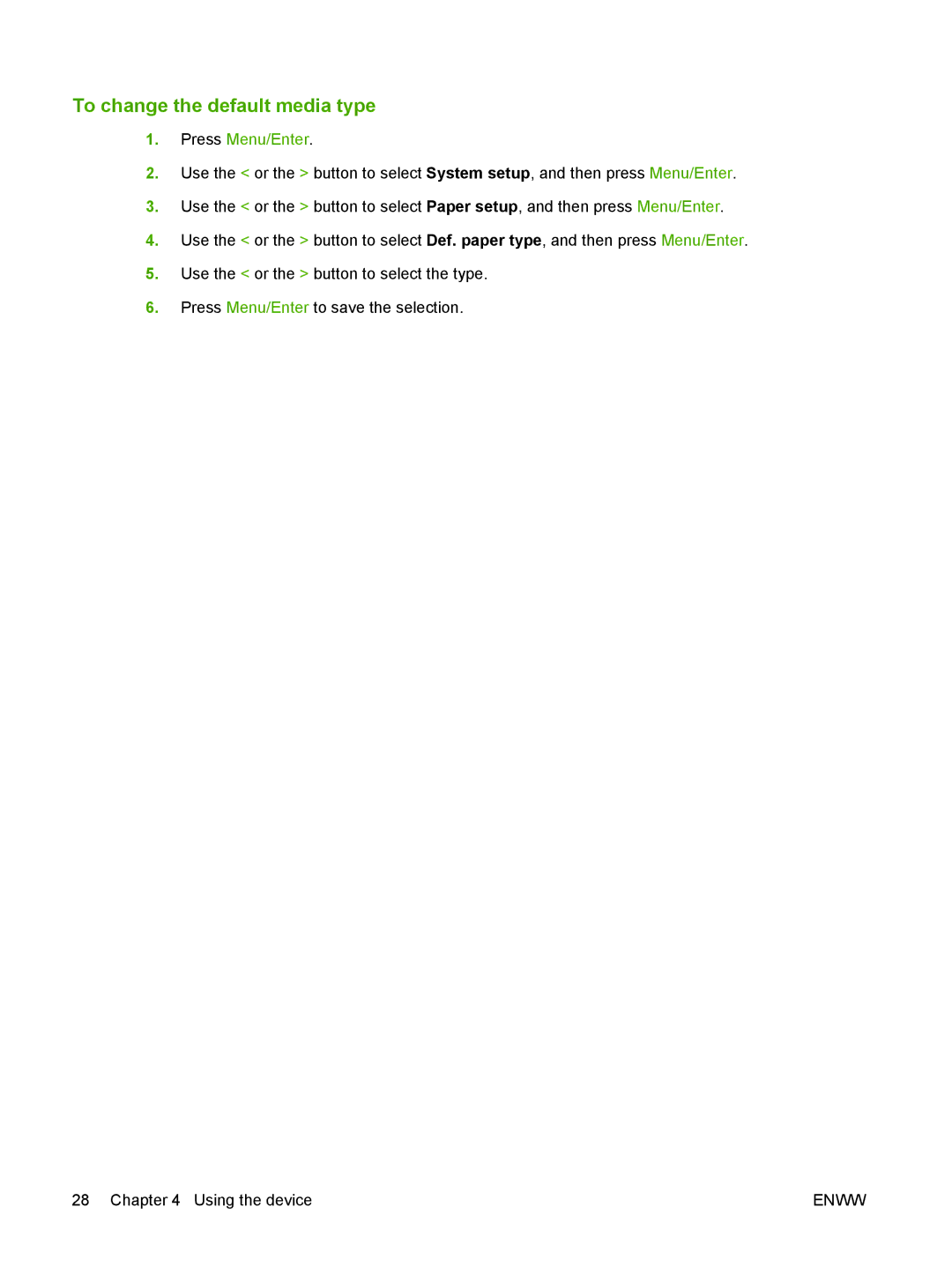 HP M1000 manual To change the default media type 