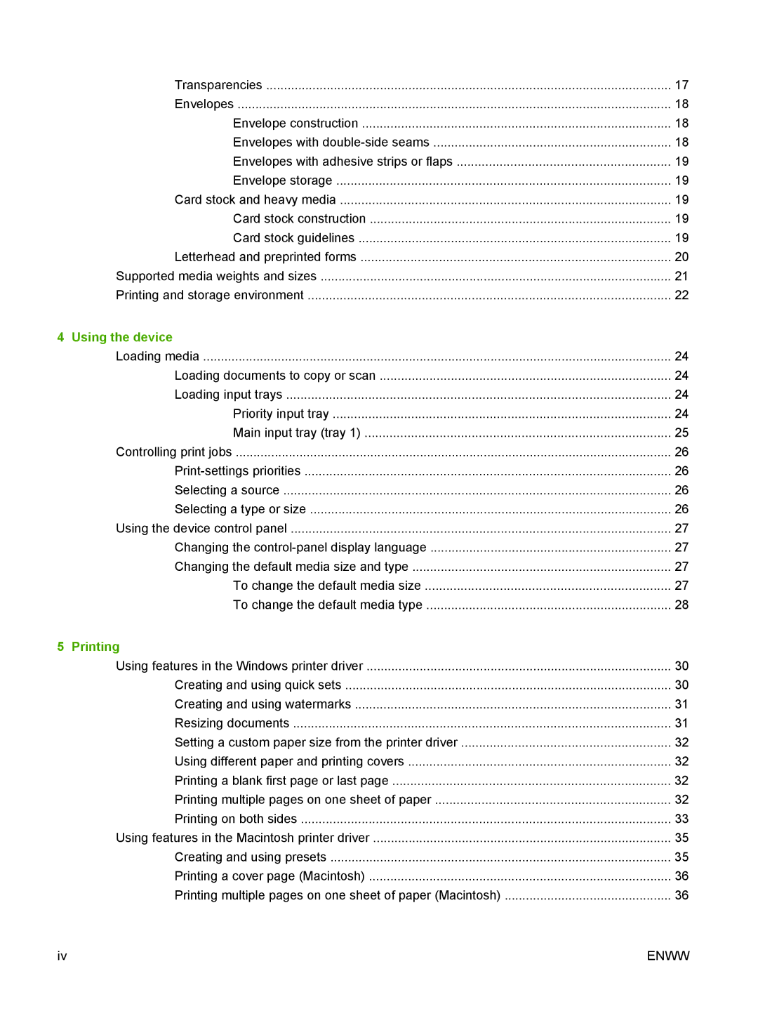 HP M1000 manual Using the device, Printing 