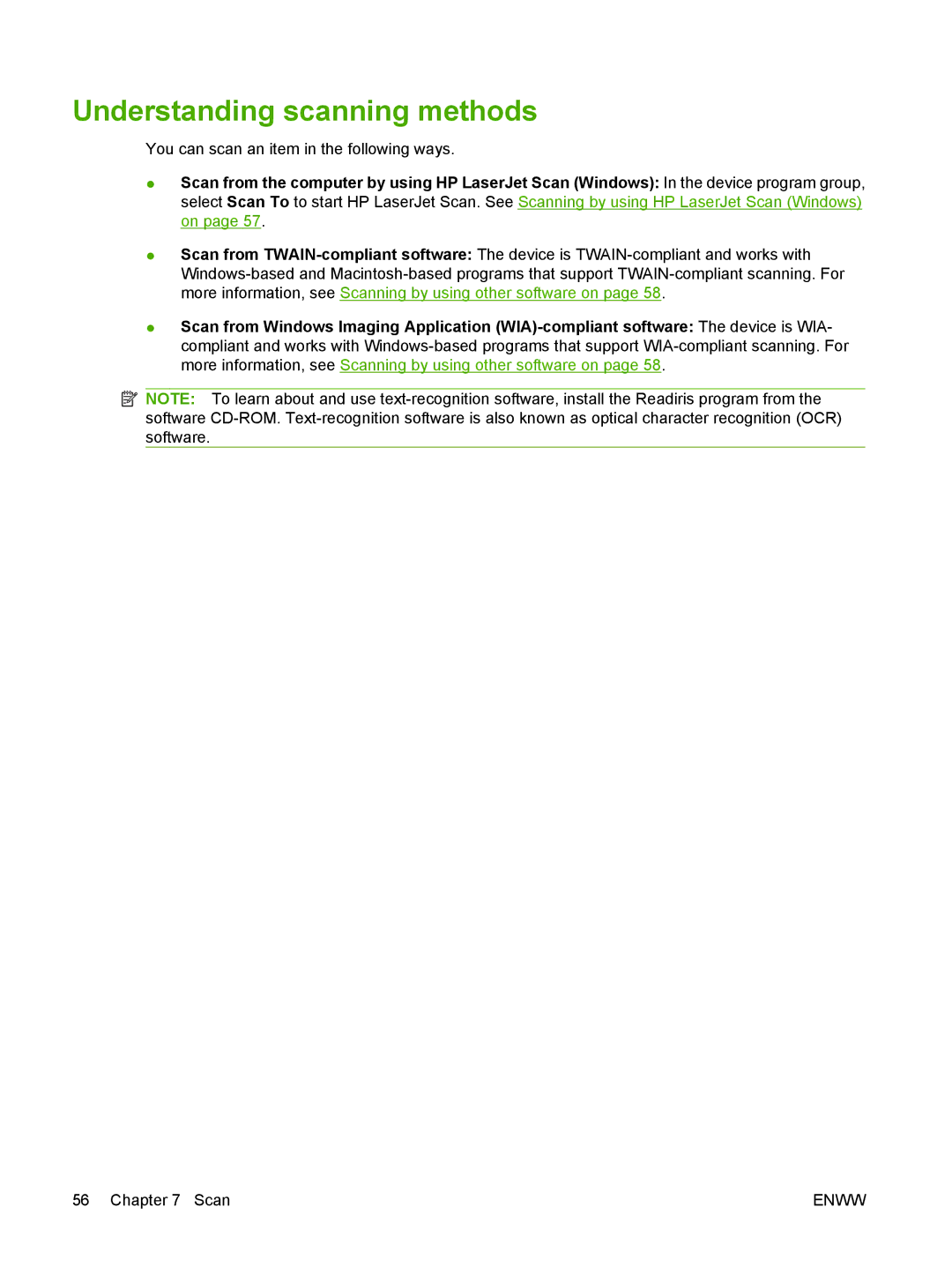 HP M1000 manual Understanding scanning methods 